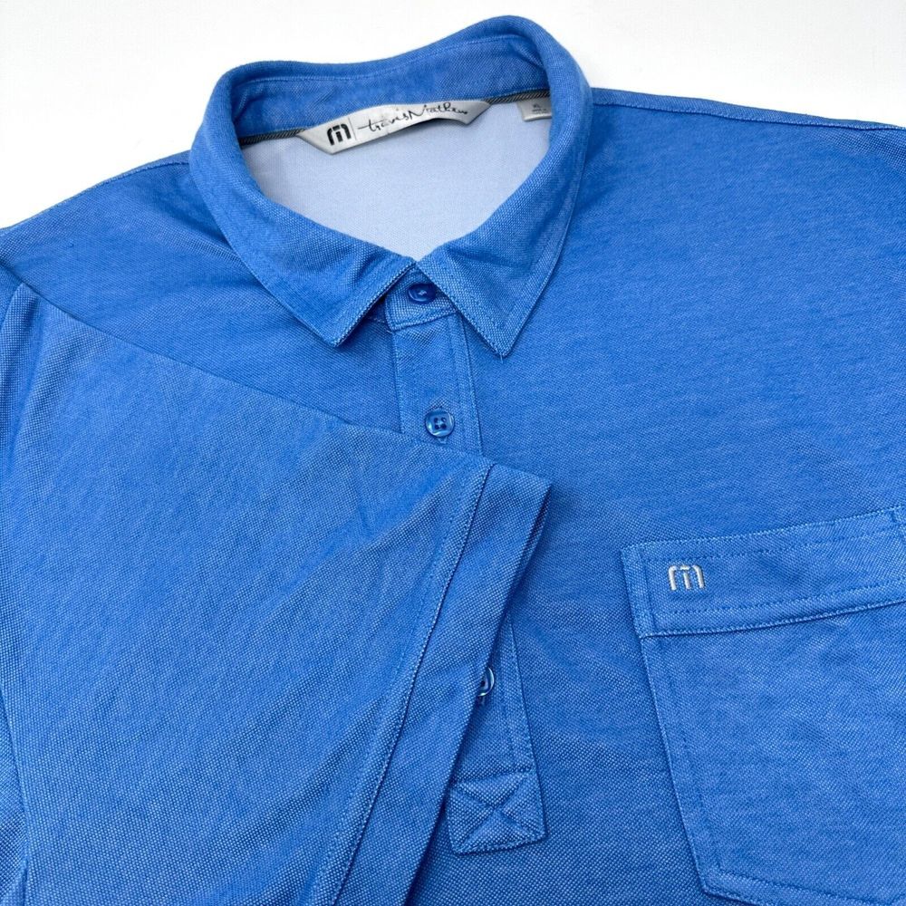 Travis Mathew Heather‎ Blue Poly Modal Acrylic Golf Polo Shirt Size XL